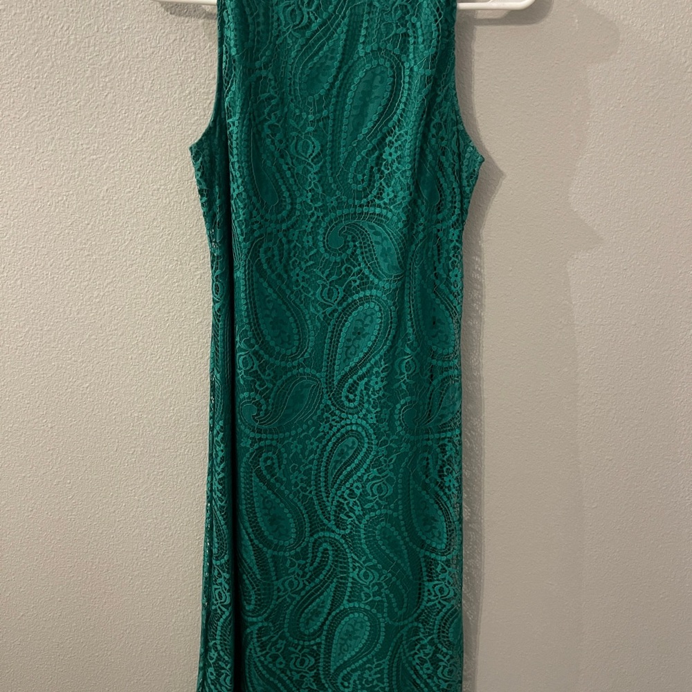 Sharagano Green Halter Sheath Maxi Dress